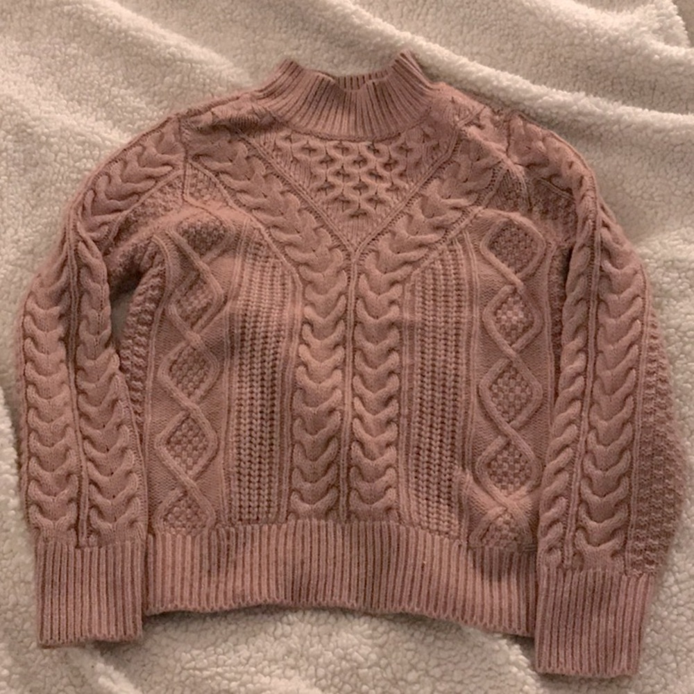 abercrombie mauve pink knit mockneck sweater in xs